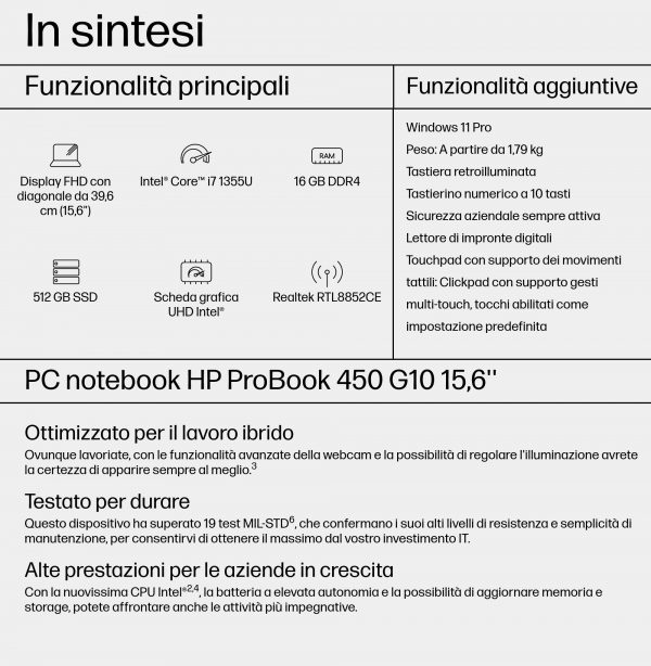 HP NB PROBOOK 450 G10 I7-1355U 16GB 512GB 15.6 WIN 11 PRO 2YW CARBON NEUTRAL