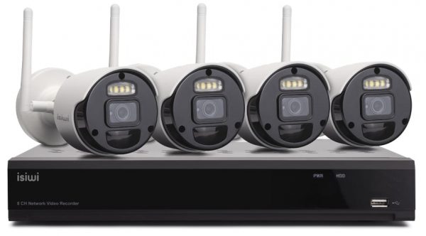 ISIWI KIT WIRELESS CONNECT S4 ISW-K1N8BF2MP-4 GEN1 NVR 8 CANALI + 4 TELECAMERE IP 1080P 2MPX WIRELES