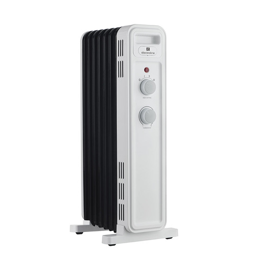 Electroline OFRE7F15M stufetta elettrica Interno Nero, Bianco 1500 W Riscaldatore ambiente elettrico a olio
