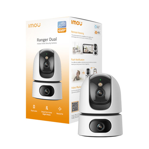 Imou Ranger DUAL 6MP (3MP+3MP) Telecamera WiFi Interno con Doppia Lente, 360°PTZ Telecamera da Interno, Rilevamento Umano, Tracciamento Intelligente,