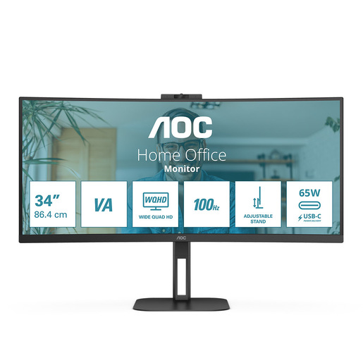 AOC V5 CU34V5CW LED display 86,4 cm (34'') 3440 x 1440 Pixel Wide Quad HD Nero