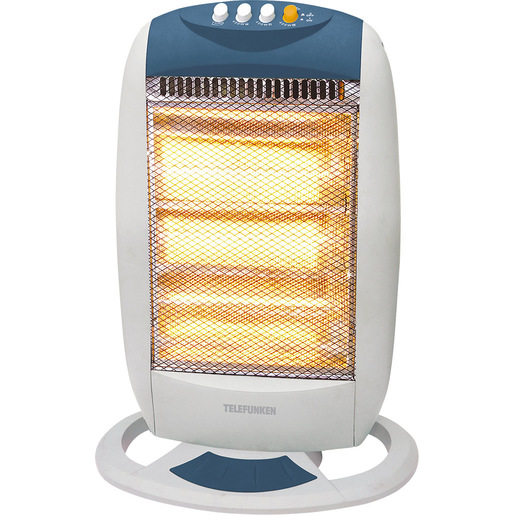 Telefunken M08020 stufetta elettrica Interno Blu, Bianco 1200 W Riscaldatore di ambienti elettrico alogeno