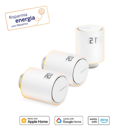 Netatmo Set 3 Valvole Termostatiche Intelligenti Aggiuntive per il Termostato Intelligente e per il Kit di base per riscaldamento centralizzato