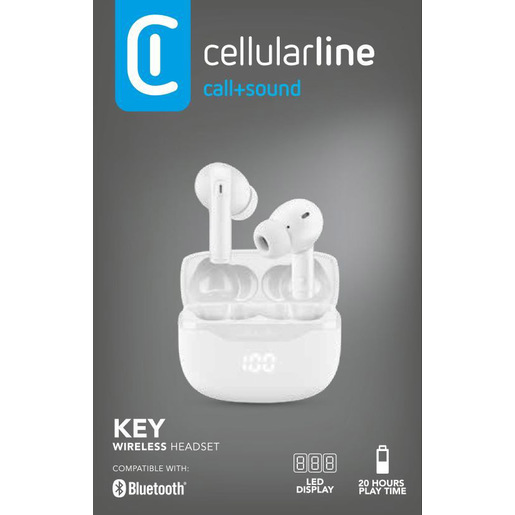 Cellularline Key Auricolari TWS Bluetooth custodia di ricarica e display led
