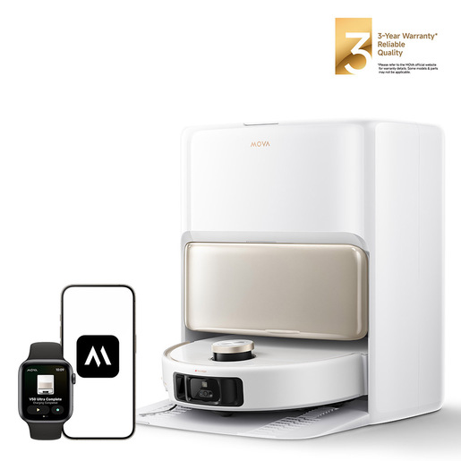 MOVA Tech Mova V50 Ultra Complete VIU, Robot Aspirapolvere Lavapavimenti Intelligente con Navigazione FlexiRise™, Potenza di Aspirazione 24.000Pa, Moc
