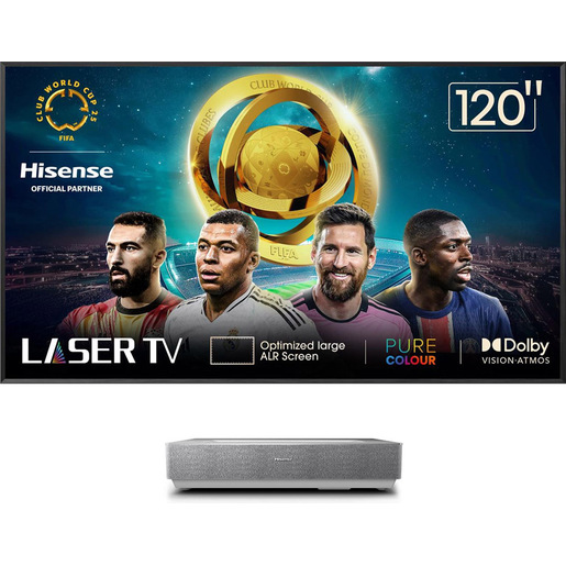 Hisense 120L5HA TV retroproiettore Proiettore a raggio ultra corto 2700 ANSI lumen DLP UHD 4K (3840x2160) Argento, Bianco