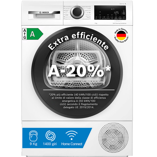 Bosch Serie 8 WGB24400IT Lavatrice a carica frontale 9kg 1400g/min Bianco A-20%