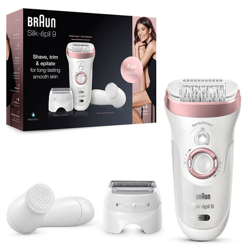 Braun Silk-épil 9 9-880, Epilatore Donna Bianco/Oro Rosa Per Una Rimozione Duratura Dei Peli