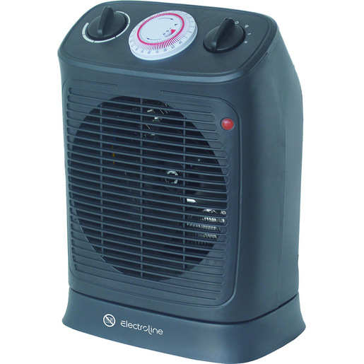 Electroline FHE220TIME stufetta elettrica Interno Nero 2000 W Riscaldatore ambiente elettrico con ventilatore