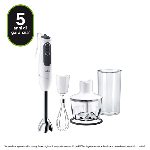 Braun Minipimer MultiQuick MQ3135WH SAUCE Frullatore ad immersione White Grey