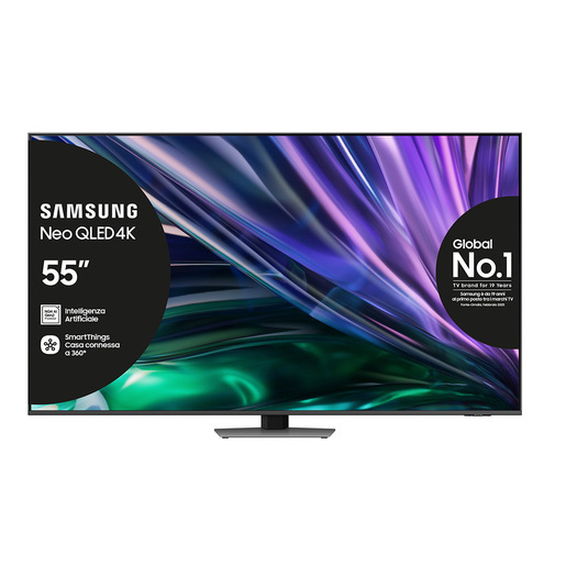 Samsung Smart TV 55'' QE55QN85DBTXZT Neo QLED 4K Mini LED Carbon Silver 2024, Processore NQ4 AI GEN2, Tecnologia Quantum Matrix, Simple Chamfer Design,