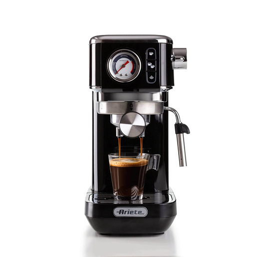Ariete 1381 Macchina da caffè con manometro, compatibile con caffè in polvere e cialde ESE, 1300 W, Capacità 1,1 L, 15 bar di pressione, Filtro ½ tazz