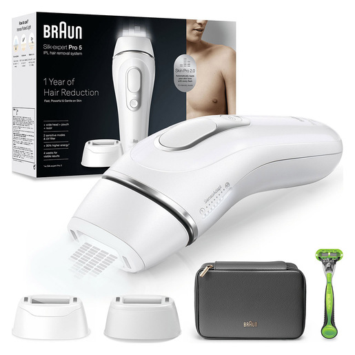Braun Silk-expert Pro Epilatore Luce Pulsata Silk·expert Pro 5, Epilazione A Casa Tua, Con Custodia, Rasoio Uomo Gillette, 2 Testine, PL5145