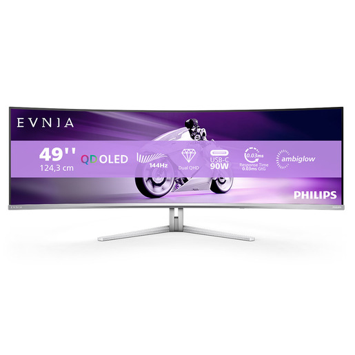 Philips Evnia 8000 49M2C8900L/00 Monitor PC 124,2 cm (48.9'') 5120 x 1440 Pixel Dual QHD QD-OLED Bianco